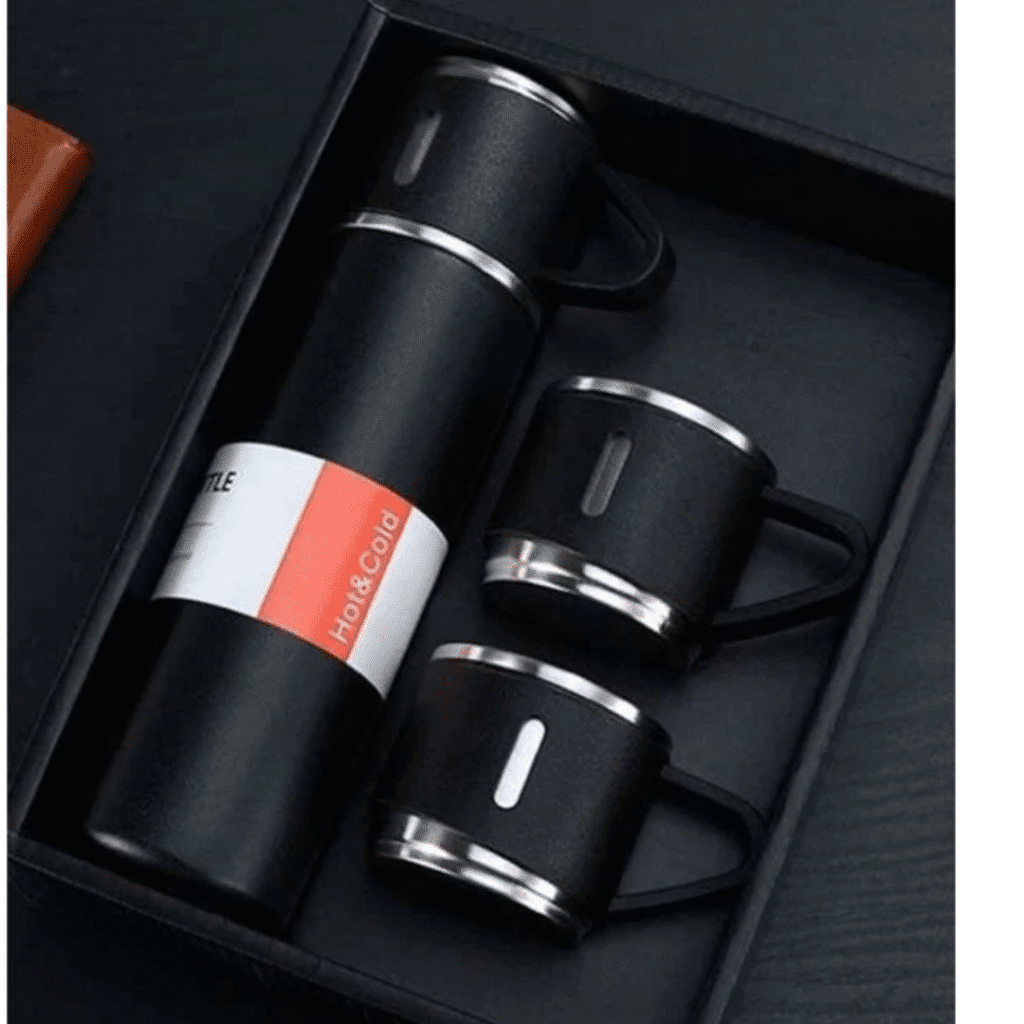 Kit Garrafa Térmica Vacuum Bottle Inox 500ml com Caneca e 3 Xícaras – Review Completo