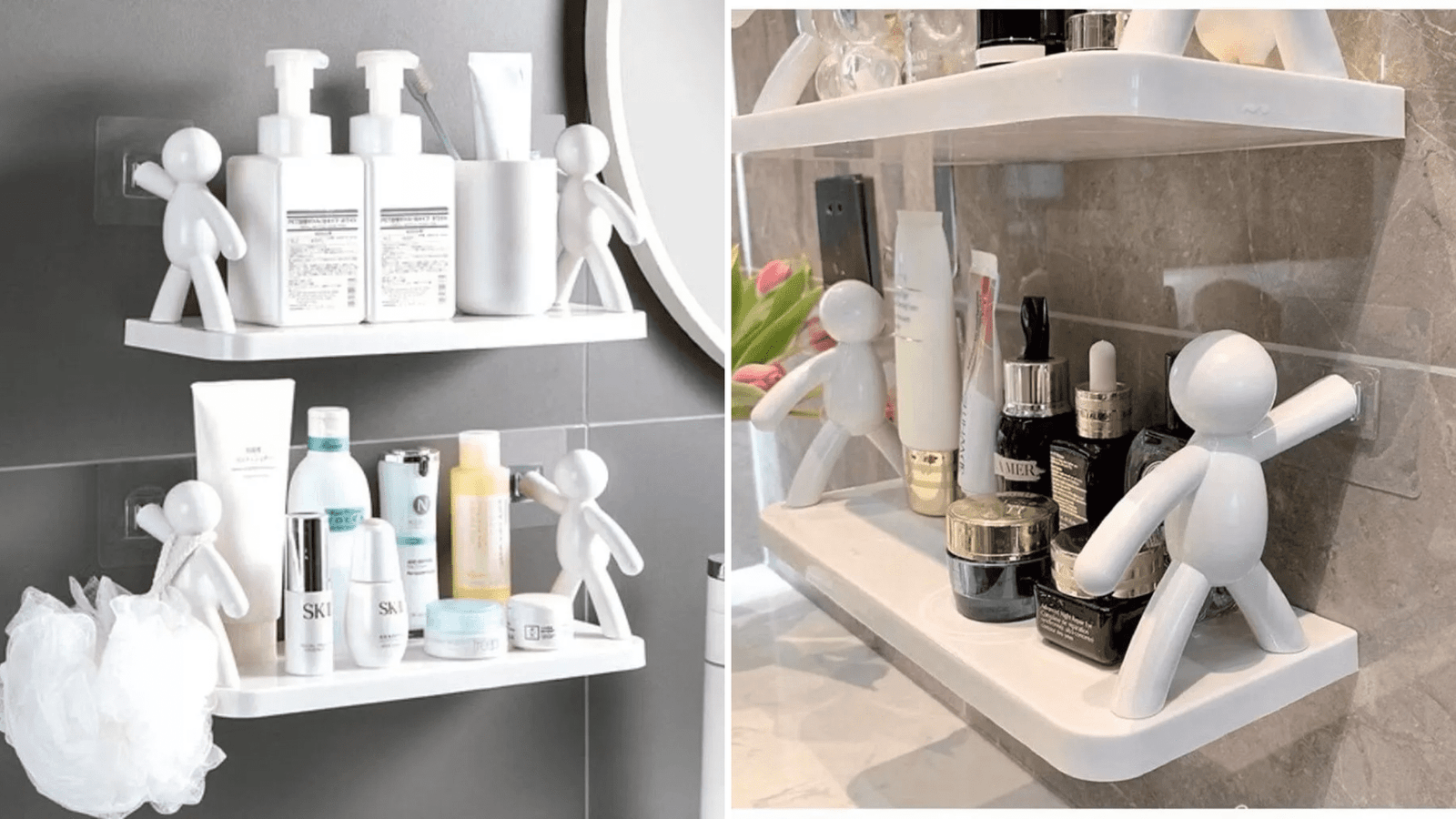 Kit Suporte Plastico Com Adesivo Organizacao Sem Furo Para Sala Cozinha e Banheiro