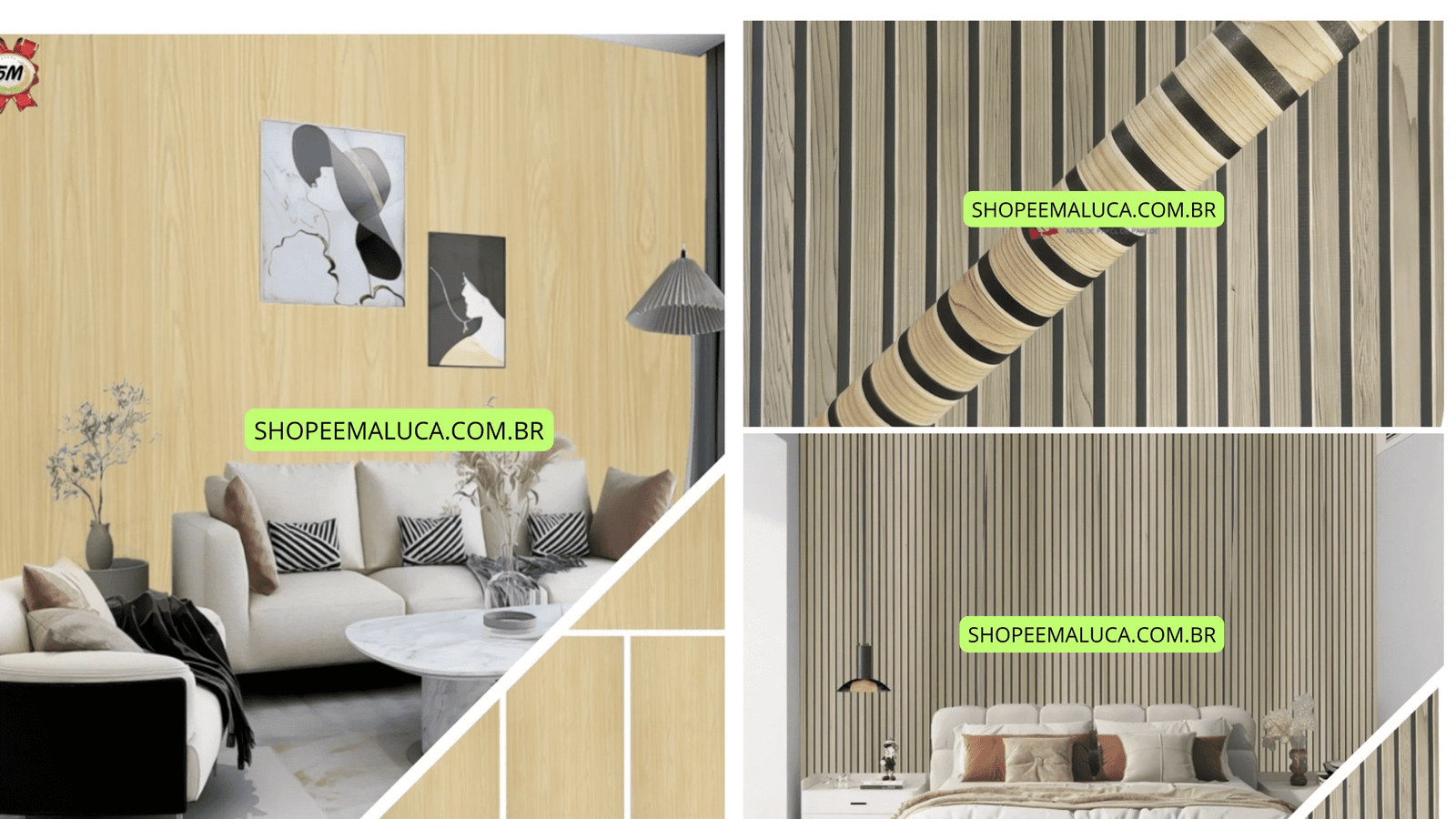 Papel de Parede Madeira Ripada Autocolante