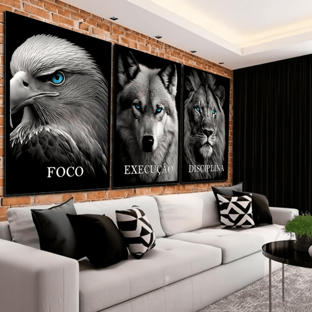 Quadros Decorativos MDF Aguia Lobo e Leao
