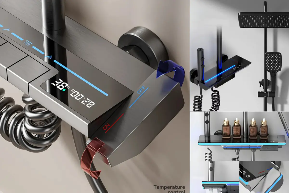 Chuveiro Ducha Eletrico Piano Grafite com LED – Luxo Potencia e Conforto em Cada Banho