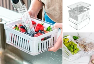 Organizadores de Geladeira de Acrílico com Tampa Drenagem