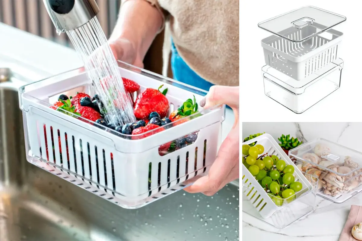 Organizadores de Geladeira de Acrílico com Tampa Drenagem