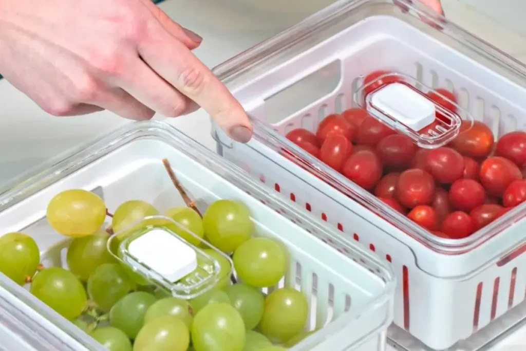 Organizadores de Geladeira de Acrílico com Tampa Drenagem